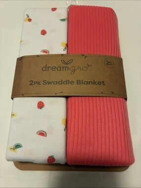 Dreamgro Baby Swaddle Blanket Set - Coral & White Fruit Print (2-Pack)